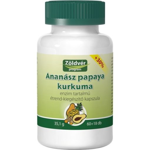 Zöldvér Ananász papaya kurkuma kapszula 60+18db 78x